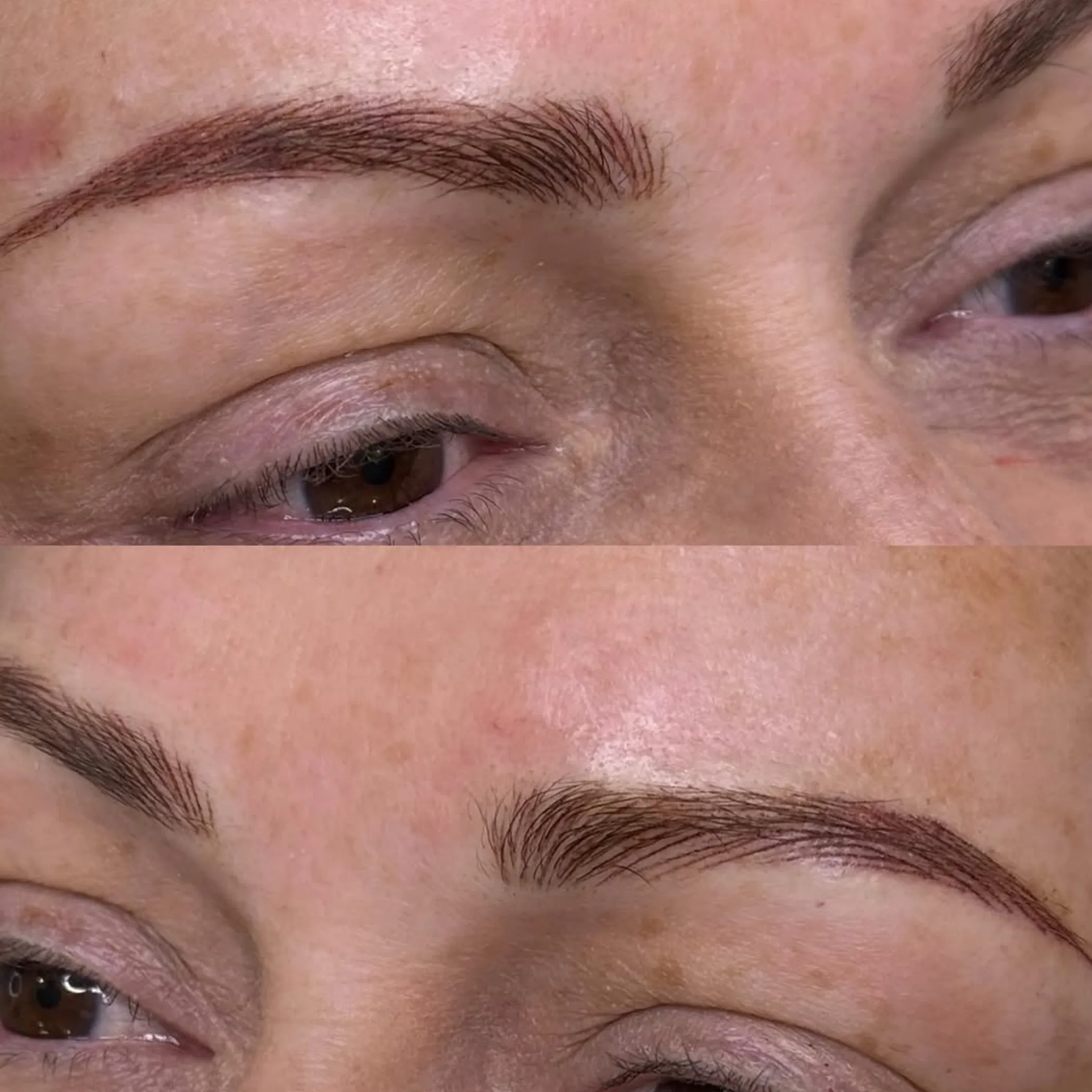 close-up of permanent makeup eyebrows