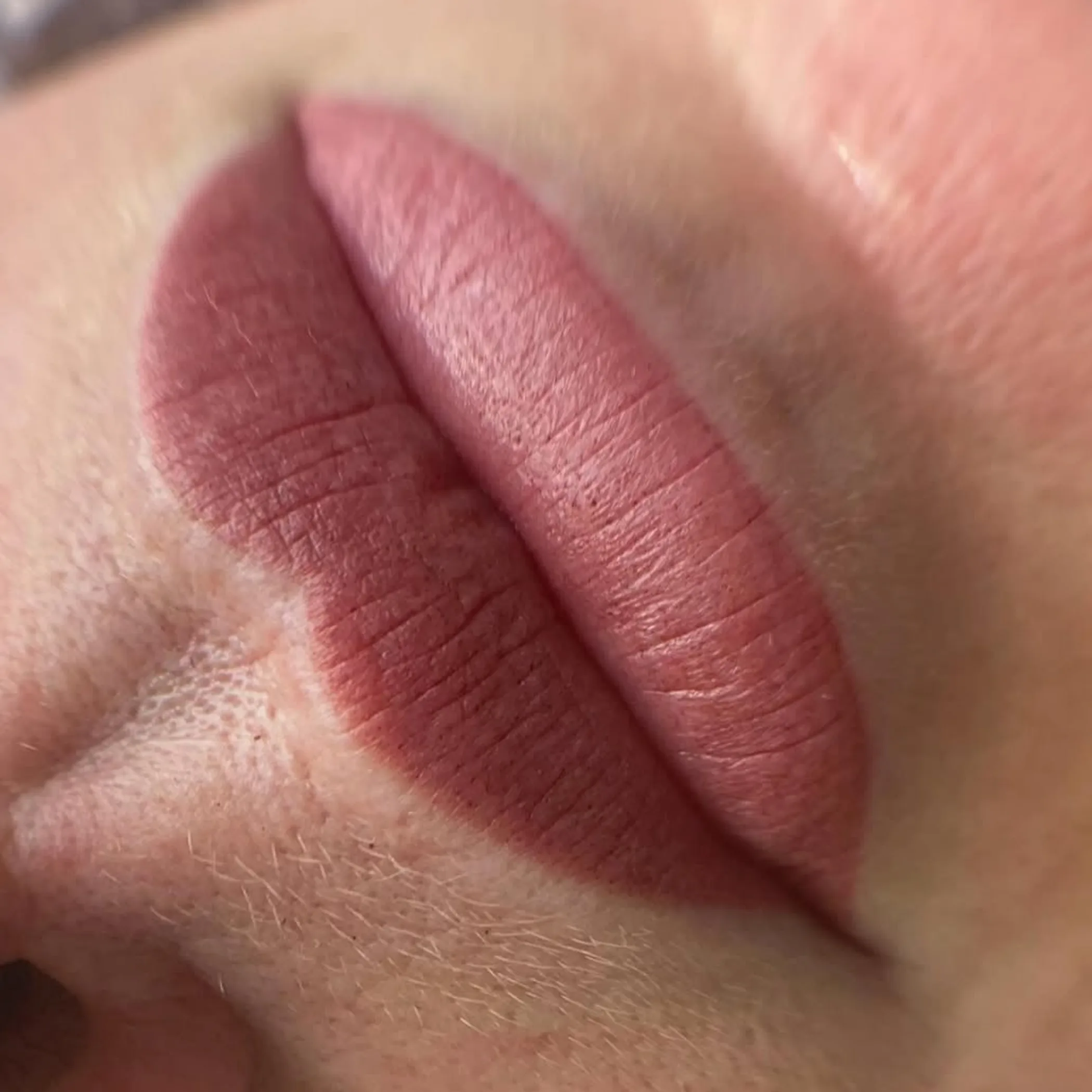close-up of lips with permanent makeup