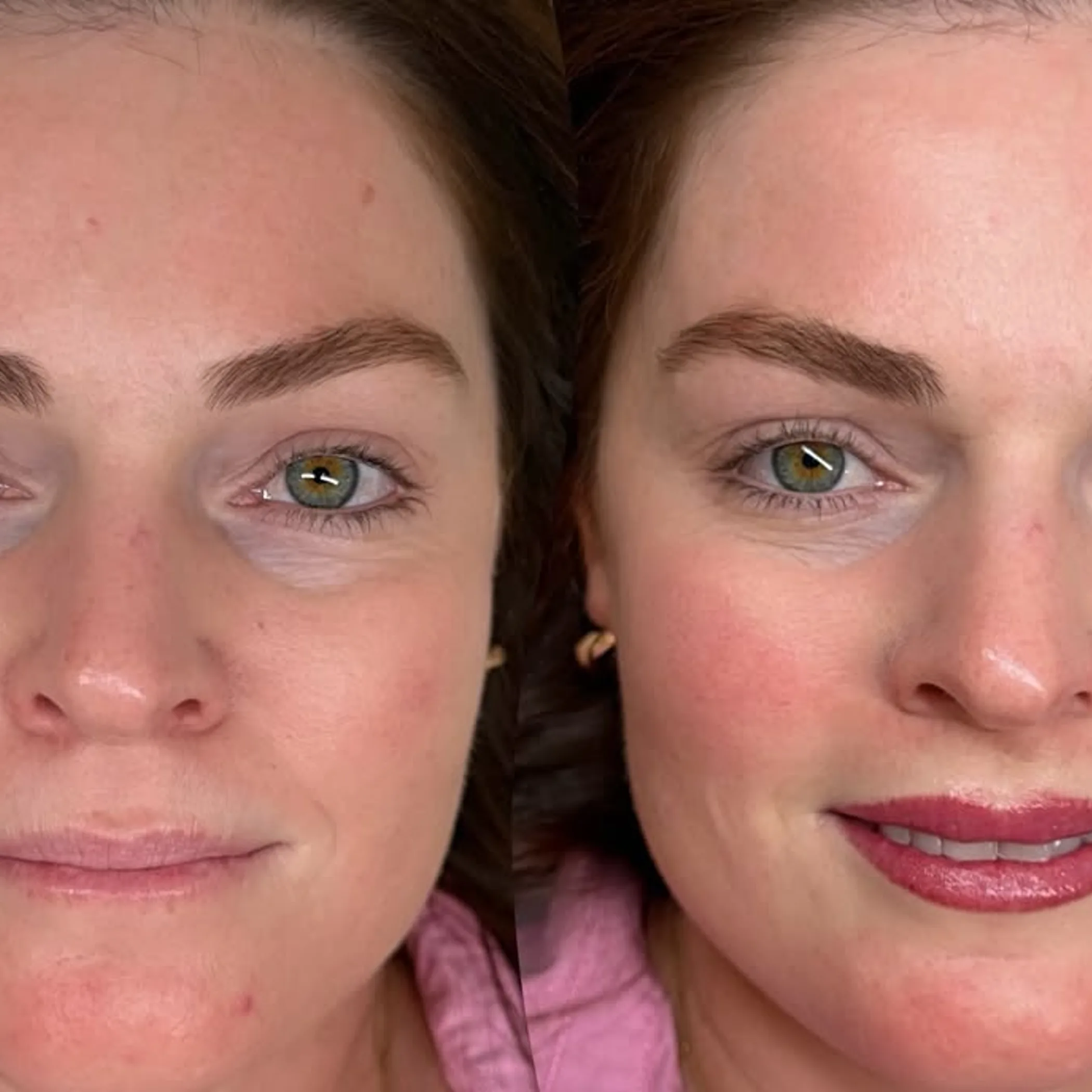close-up of permanent makeup results
