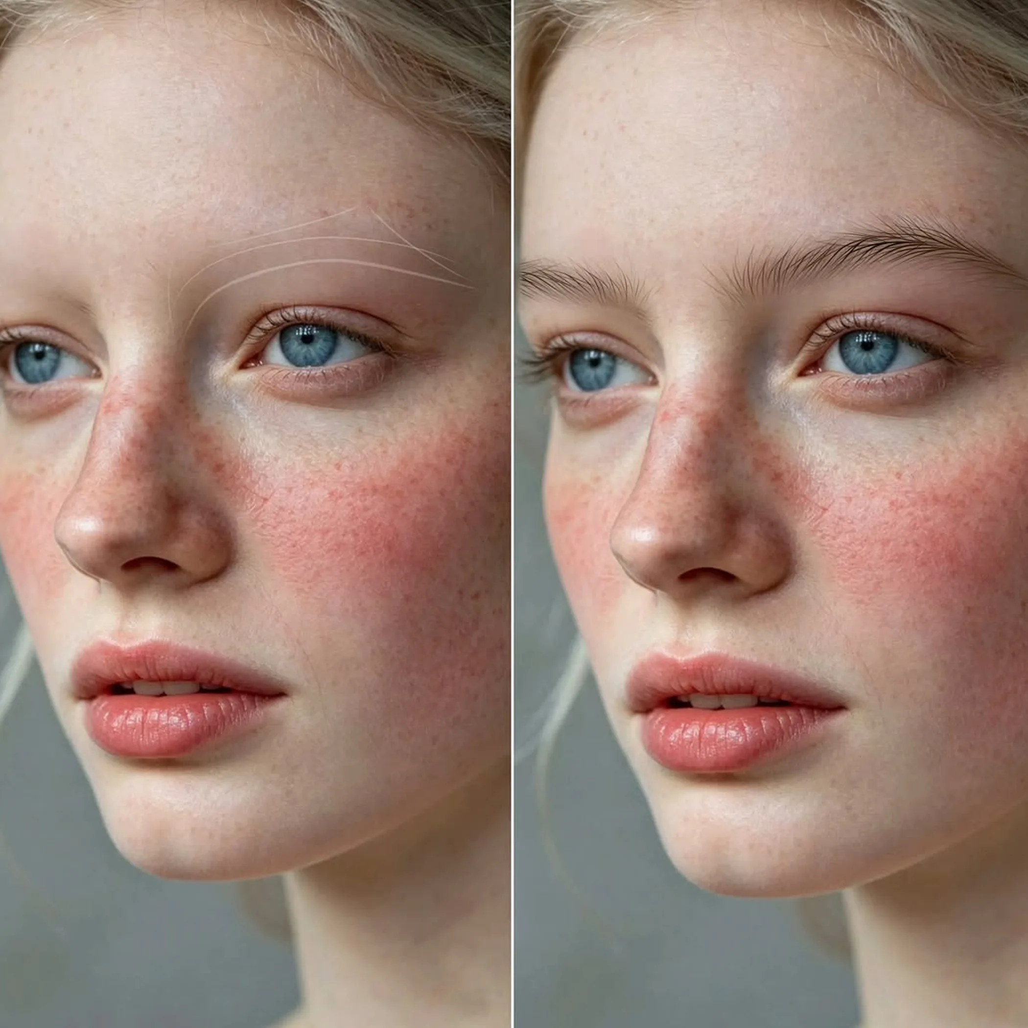 close-up of enhanced eyebrows