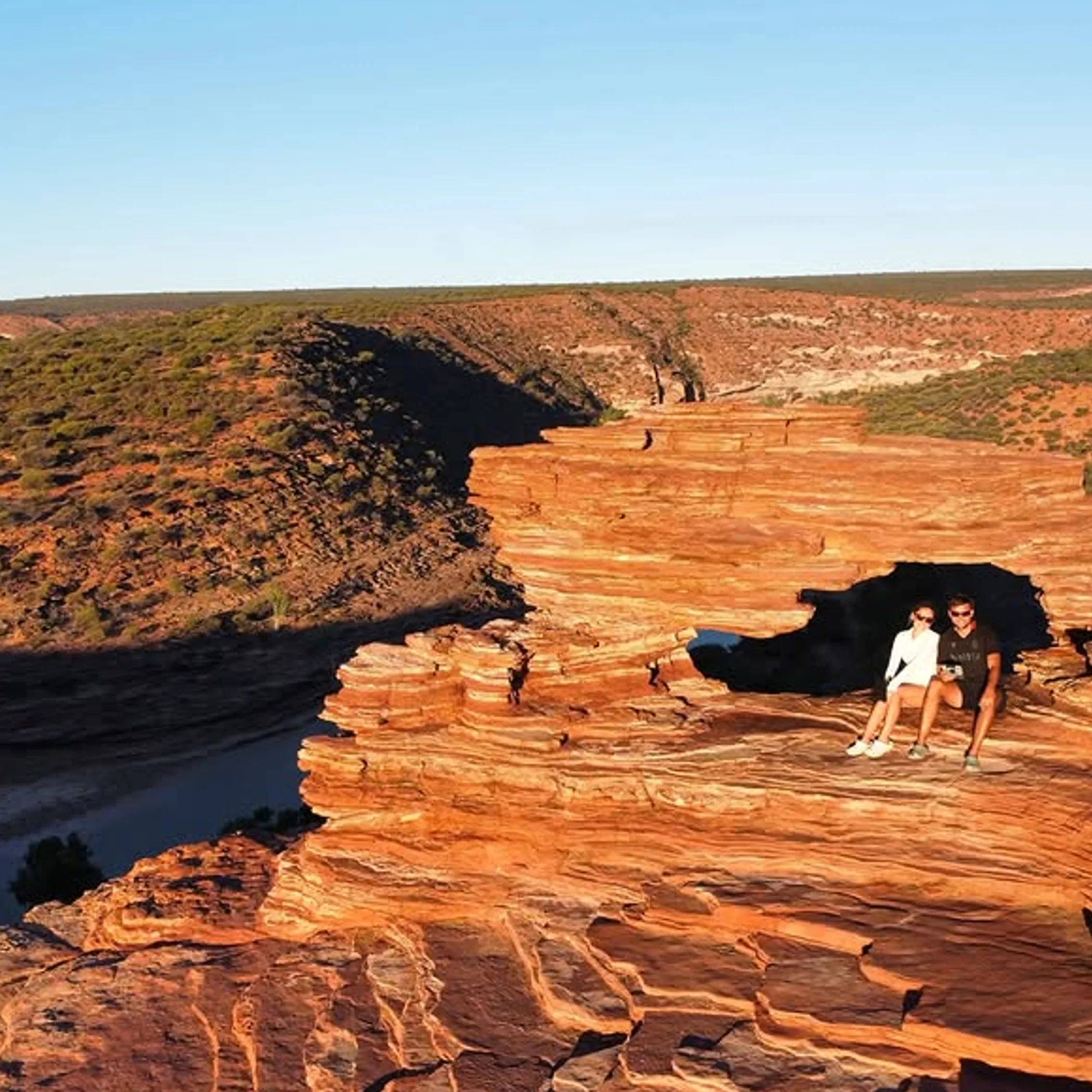 river canyon with hikers