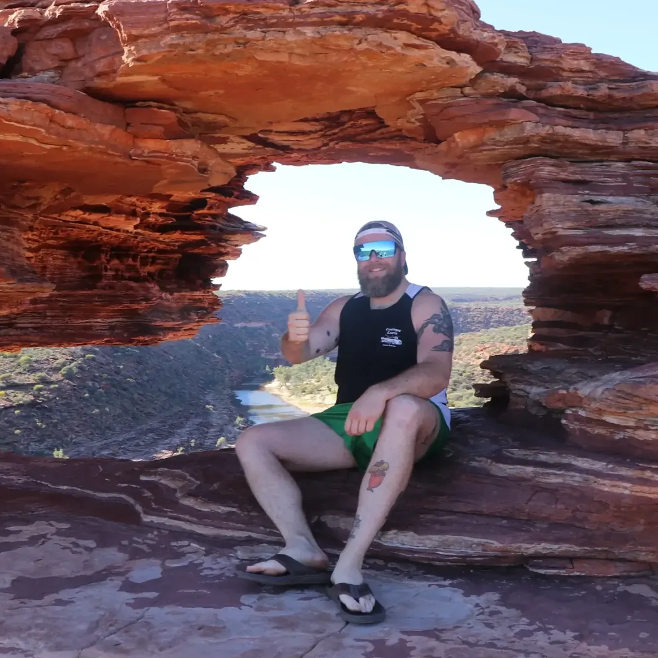 nature’s window with hiker