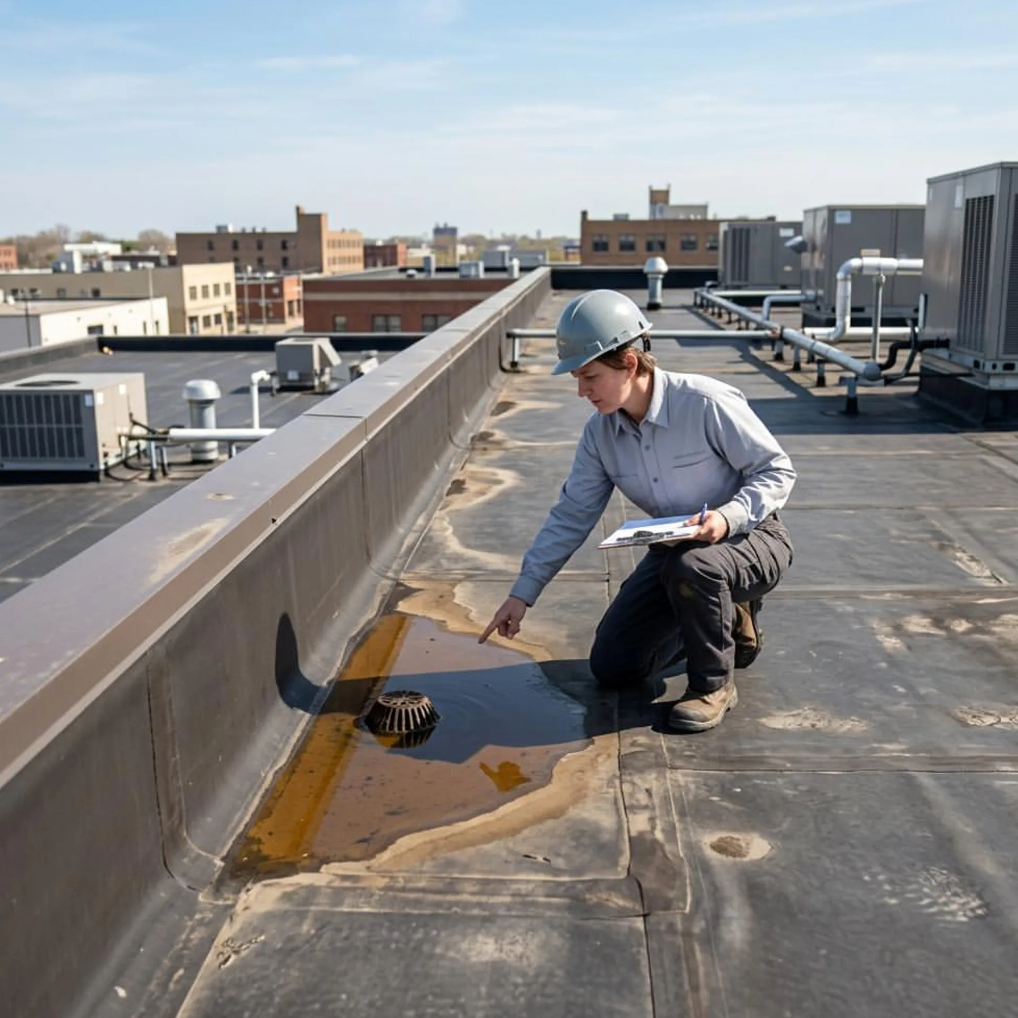 commercial roof maintenance and standing water